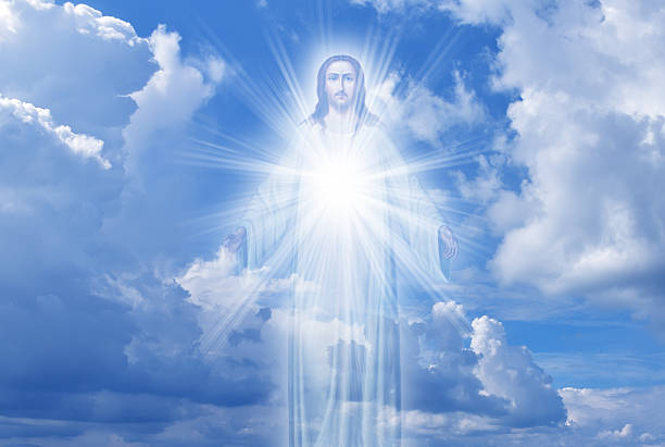 jesus cristo no céu conceito de religião - blue jesus christ christianity easter - fotografias e filmes do acervo