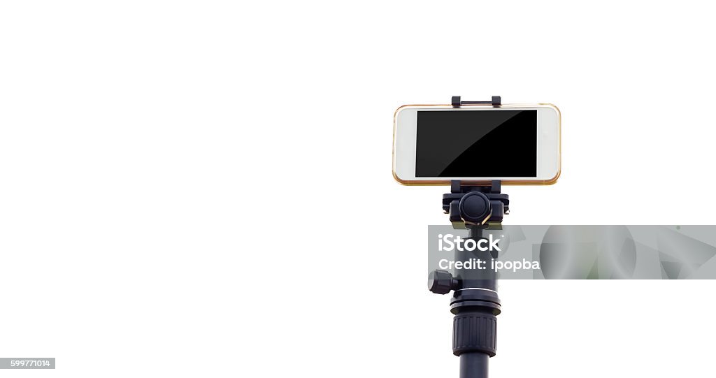 Smartphone on tripod isolate white background Tripod Stock Photo