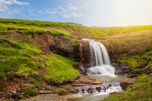 Stock photo of an gorgeous waterfall in Scadinavian Iceland