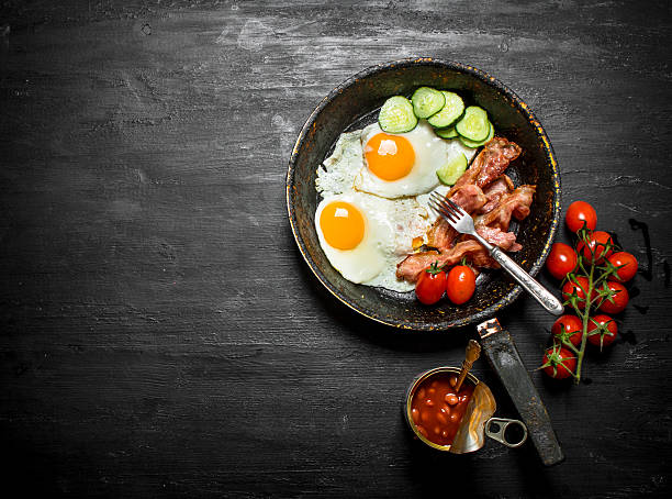 istock The morning breakfast in a frying pan 599772898