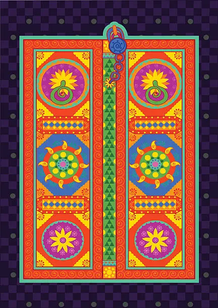 Vector illustration of Traditional door in Indian art style