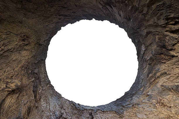 istock Hole of wood log with white isolated on middle 599777508