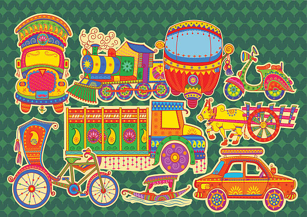 ilustrações de stock, clip art, desenhos animados e ícones de transportation of india - jinrikisha