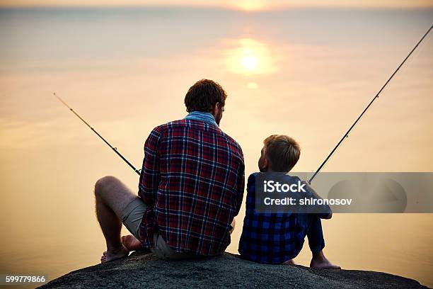 Evening Fishing Stock Photo - Download Image Now - Father, Fishing, Child