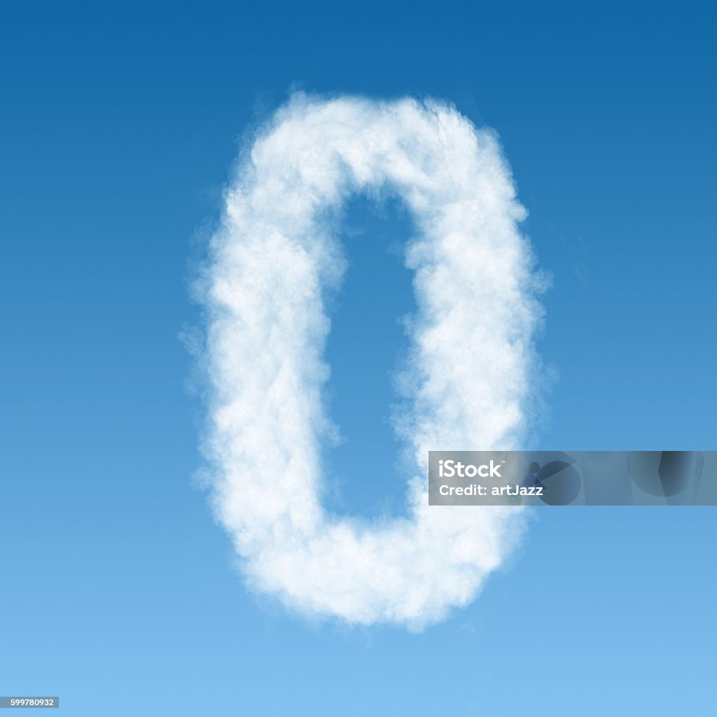 clouds in shape of figure zero number zero made of white clouds on blue background, not render. Concept idea Cloud - Sky Stock Photo