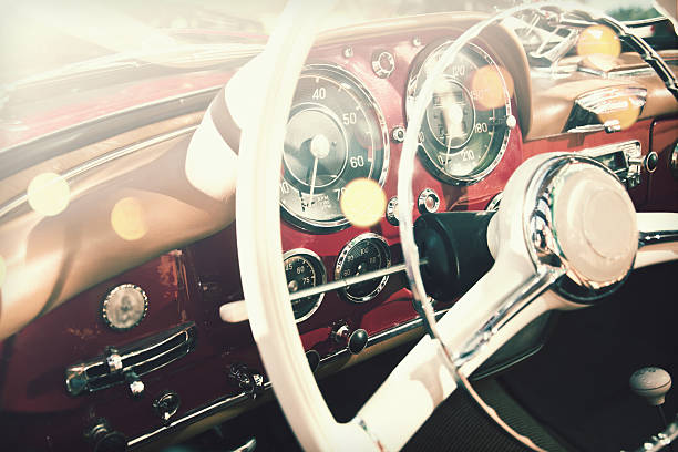istock Driver's cockpit of a classic car 599780956