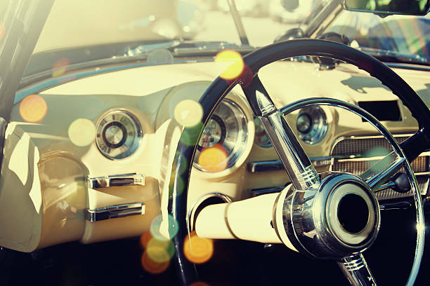 istock Driver's cockpit of a classic car 599781024