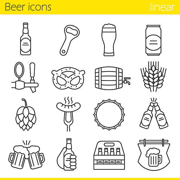 ilustrações, clipart, desenhos animados e ícones de ícones de cerveja - cans toast