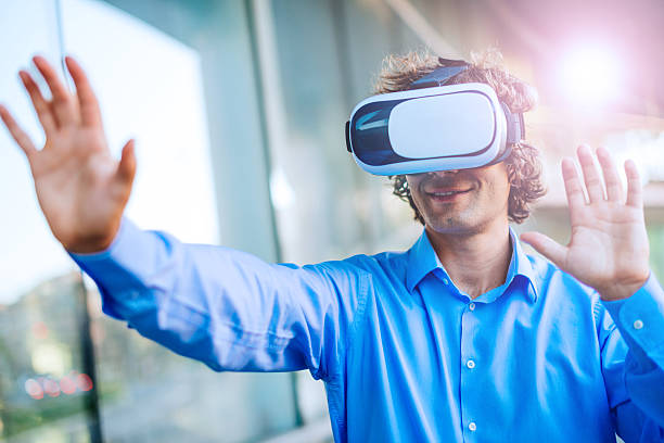 istock Having fun with VR glasses and video gaming 599783246