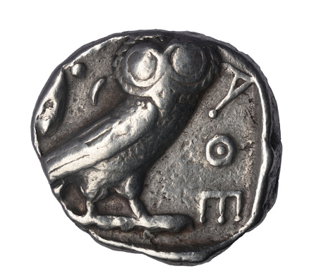 Tetradrachm of Athens, IV century BC Reverse: Owl and legend ATHE (Athens)