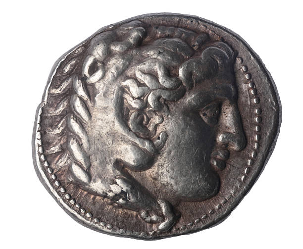 Tetradrachm of Alexander the Great late IV century BC Tetradrachm of Alexander the Great late IV century BC Front: Head of Hercules with lion skin ancient coins of greece stock pictures, royalty-free photos & images