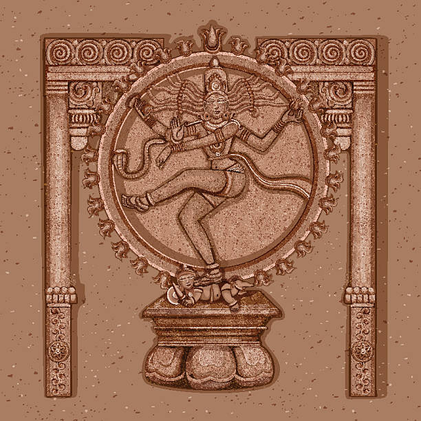 ilustrações de stock, clip art, desenhos animados e ícones de vintage statue of indian lord shiva nataraja sculpture - shiva nataraja dancing indian culture