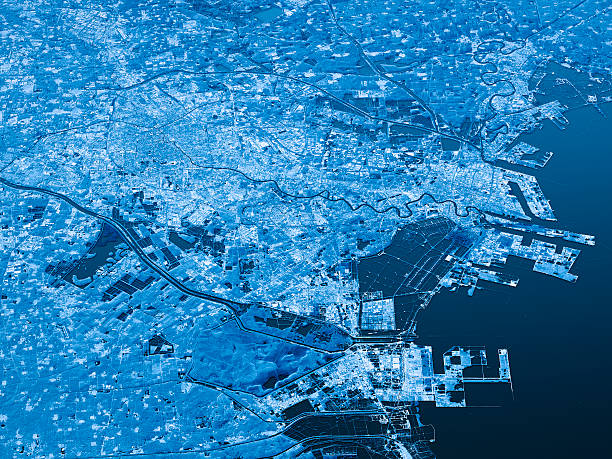 istock Tianjin Topographic Map 3D Landscape View Blue Color 599787302