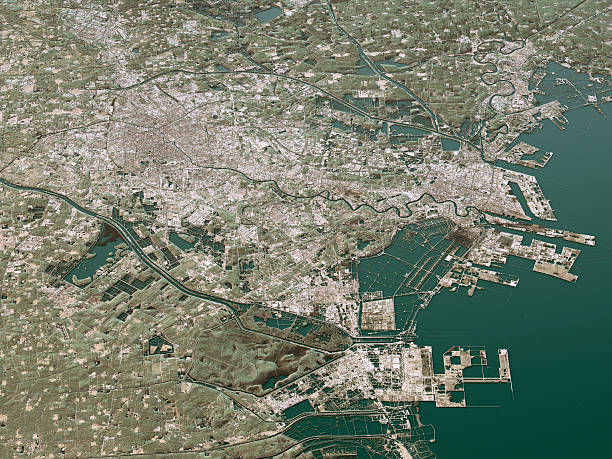 istock Tianjin Topographic Map 3D Landscape View Natural Color 599787500