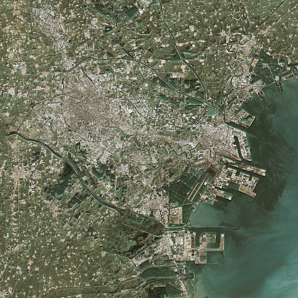 istock Tianjin Topographic Map Natural Color Top View 599787774