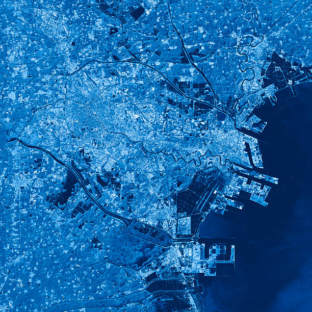 istock Tianjin Topographic Map Blue Color Top View 599788070