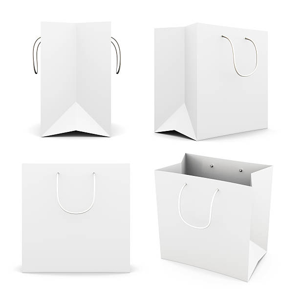 istock Set of white paper bag isolated on white background. 599789994
