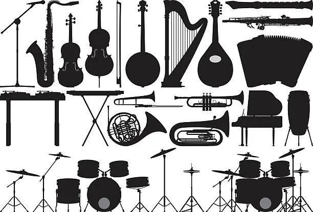 Vector illustration of Detailed Musical Instruments