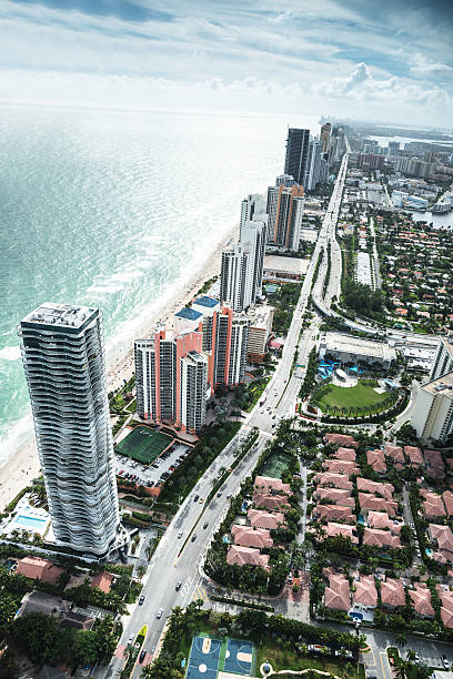 istock Aerial view Sunny Isles strip, Florida 599868682