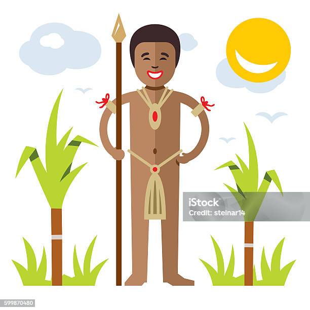 Vector African Aborigine Flat Style Colorful Cartoon Illustration Stock  Illustration - Download Image Now - iStock