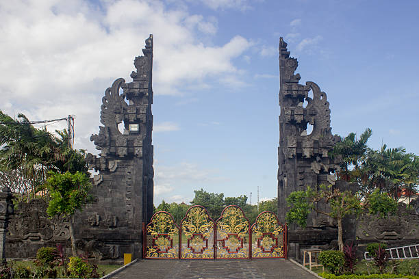 istock balinese traditional gate with clear blue sky view 599874122