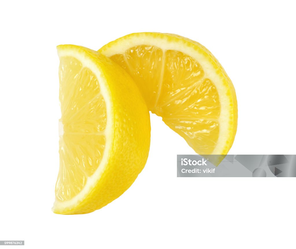 fresh lemon slices fresh lemon slices on white background Lemon - Fruit Stock Photo