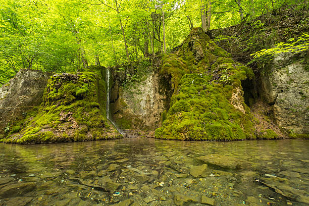 Urach Waterfalls, Bad Urach, Germany Uracher Wasserfälle, Bad Urach, Germany on a cloudy day wildwater stock pictures, royalty-free photos & images