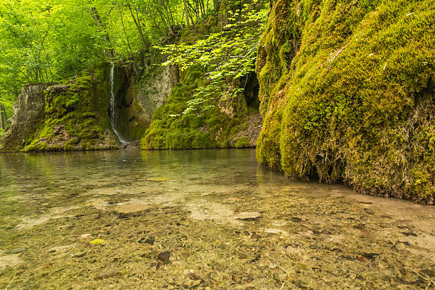 Urach Waterfalls, Bad Urach, Germany Uracher Wasserfälle, Bad Urach, Germany on a cloudy day wildwater stock pictures, royalty-free photos & images