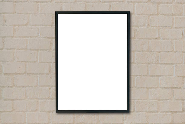 istock Mock up blank poster picture frame on brick wall. 599881228
