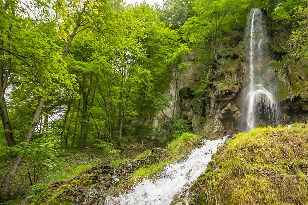 Urach Waterfalls, Bad Urach, Germany Uracher Wasserfälle, Bad Urach, Germany on a cloudy day wildwater stock pictures, royalty-free photos & images