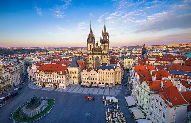 Church of our lady before tyn on Old Town Square Prague Czech republic