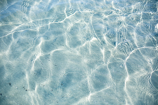Sea water surface with the reflections of the sun.