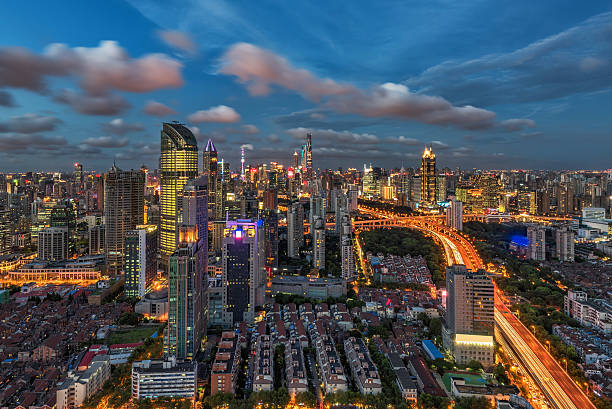 istock Night view of Shanghai City 599884686