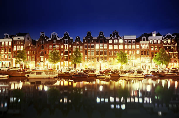 istock Canal in Amsterdam at night, Netherlands 599887222