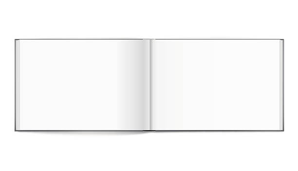 Blank of open album with cover on white background. Template - ilustração de arte vetorial