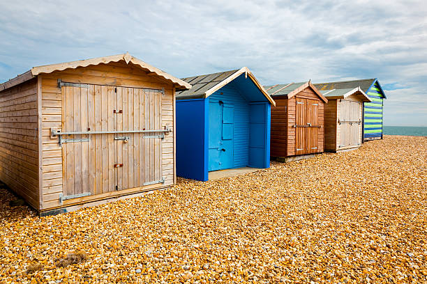 Huts on Bound Lane Beach, Hayling island Hampshire England UK Europe
