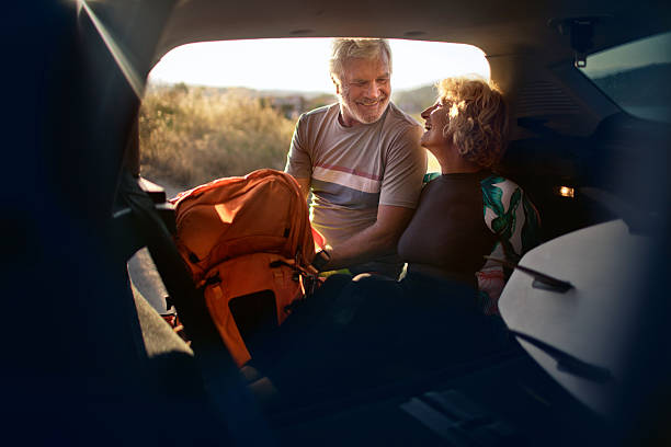 Senior couple on a road trip