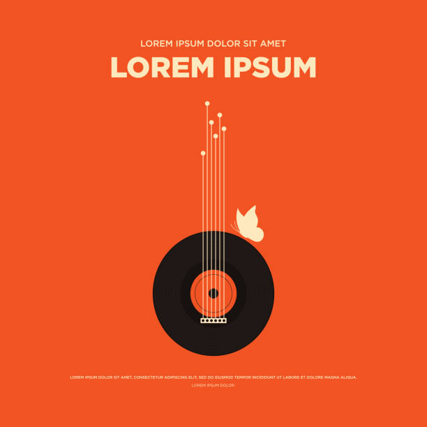 Abstract vintage retro music poster vector illustration Abstract vintage retro music poster, guitar, butterfly background isolated vector illustration abstract musical instrument stock illustrations