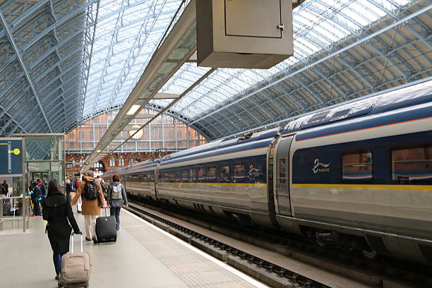 Eurostar Train London,U.K-April 24,2016:Passenger arriving at London kings cross station. Eurostar stock pictures, royalty-free photos & images