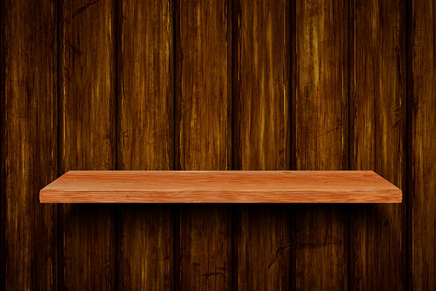 Wall-mounted, wooden book shelf