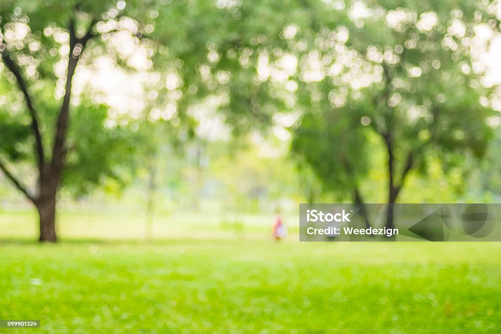 Fondo borroso, la gente hace ejercicio en el parque verde con bokeh ligh - Foto de stock de Desenfocado libre de derechos