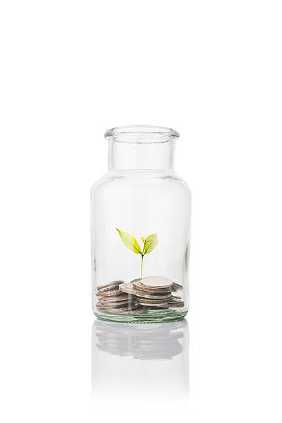 istock Glass jars with coins, savings concept 599903226