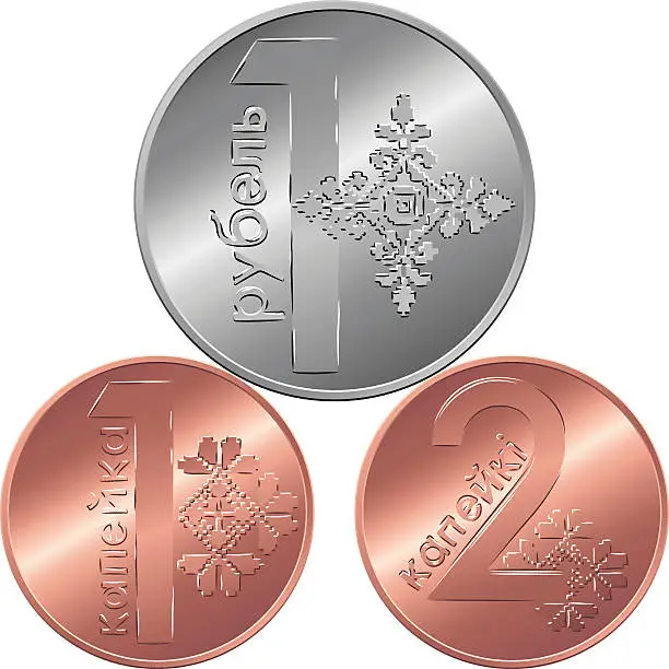 Vector illustration of Set reverse new Belarusian Money coins