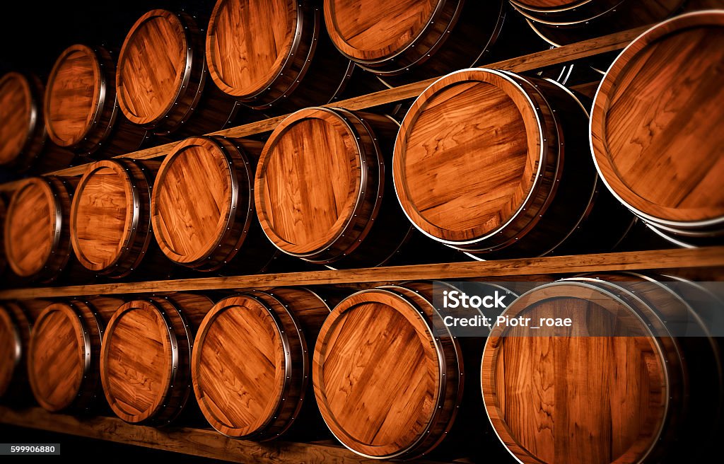 winemaking barrel 3d illustration Wooden winemaking barrel 3d illustration Barrel Stock Photo