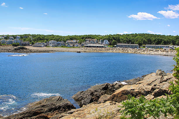 istock Harbor View, Rocks and Waterfront Houses, Perkins Cove, Ogunquit, Maine. 599908342