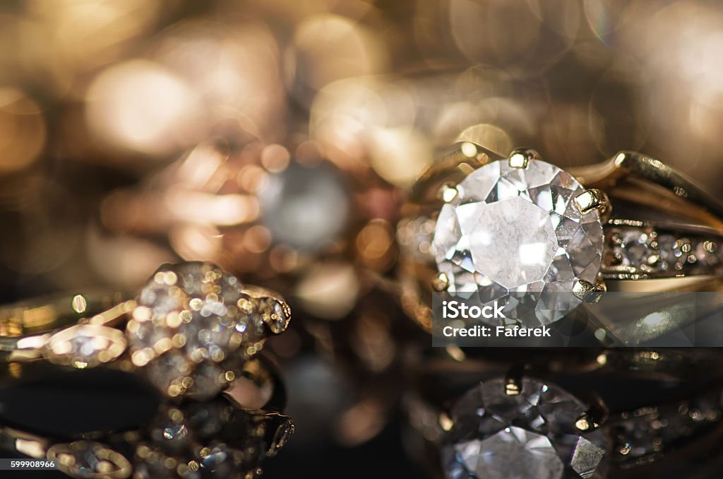 Gold jewelry. Gold jewelry on a black background. Jewelry Stock Photo