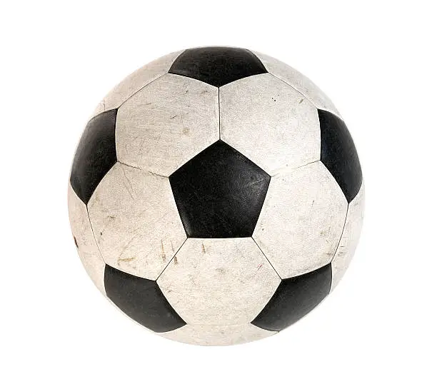Photo of Dirty Soccer ball isolated on white background