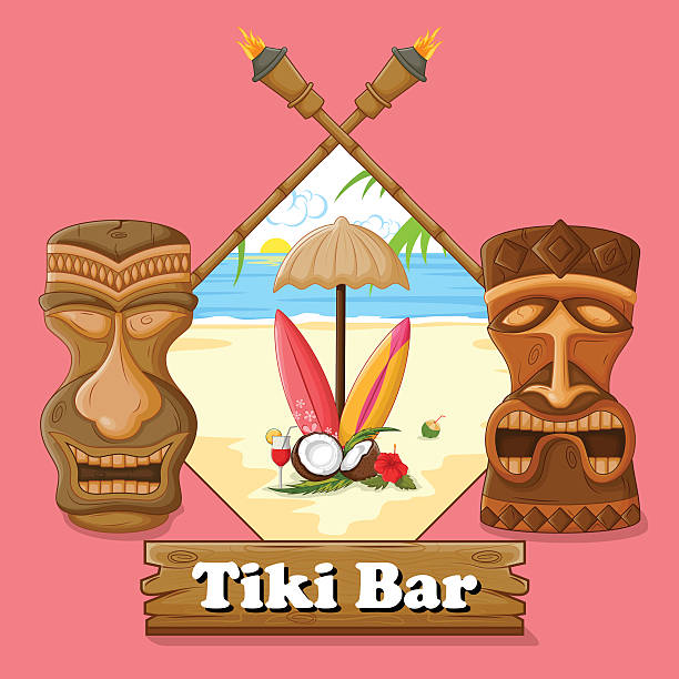 istock Tiki bar poster with tribal mask 599912448