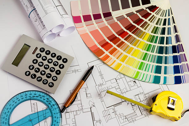 istock An office desk with the project papers 599922718