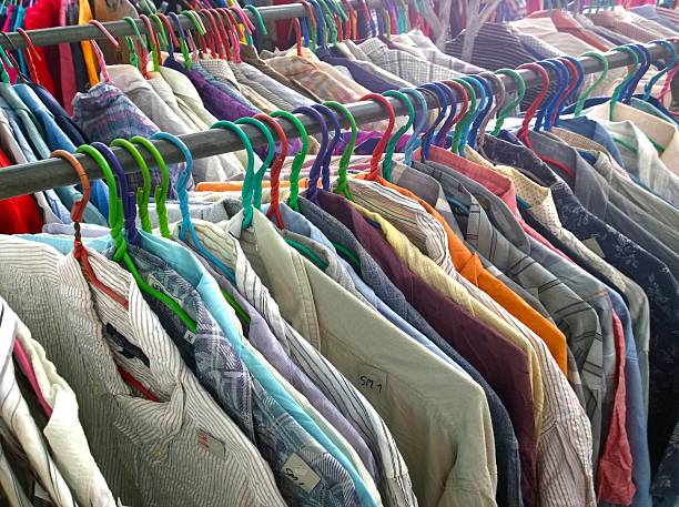 istock The Secondhand clothes in the market 599923354